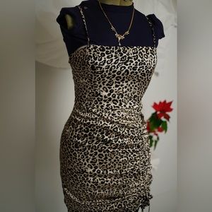 Windsor Cheetah Print Drawstring Party Dress, size small